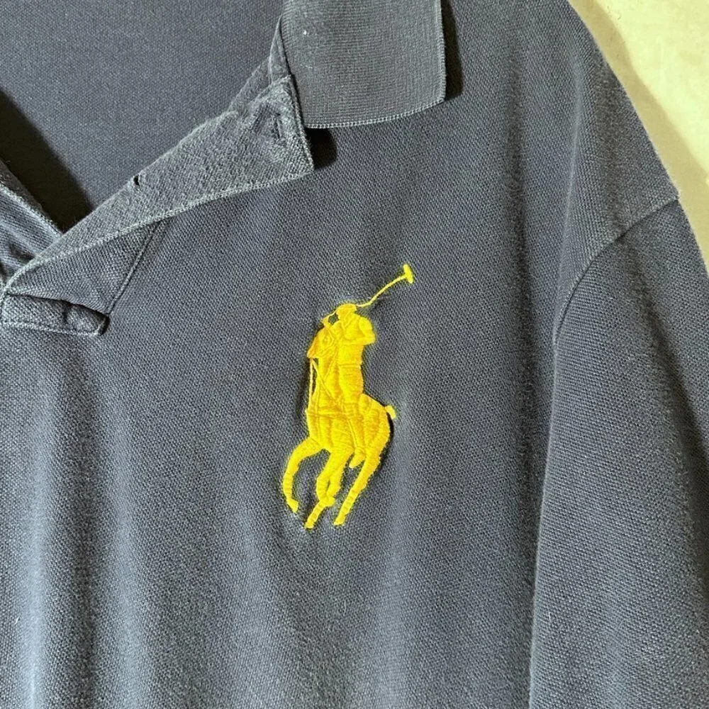 Ralph Lauren Polo Big Large Pony Vintage Shirt Horse BLue Jockey VTG XL